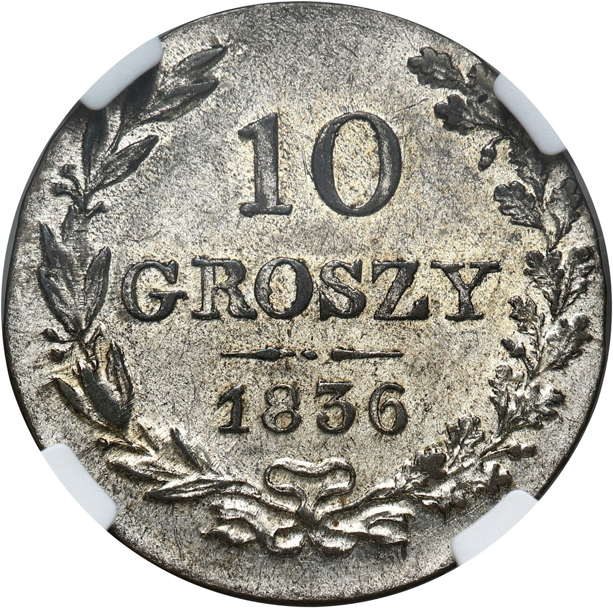 Polska XIX w. / Rosja, Mikołaj I. 10 groszy 1836, Warszawa NGC MS61 – PIĘKNE